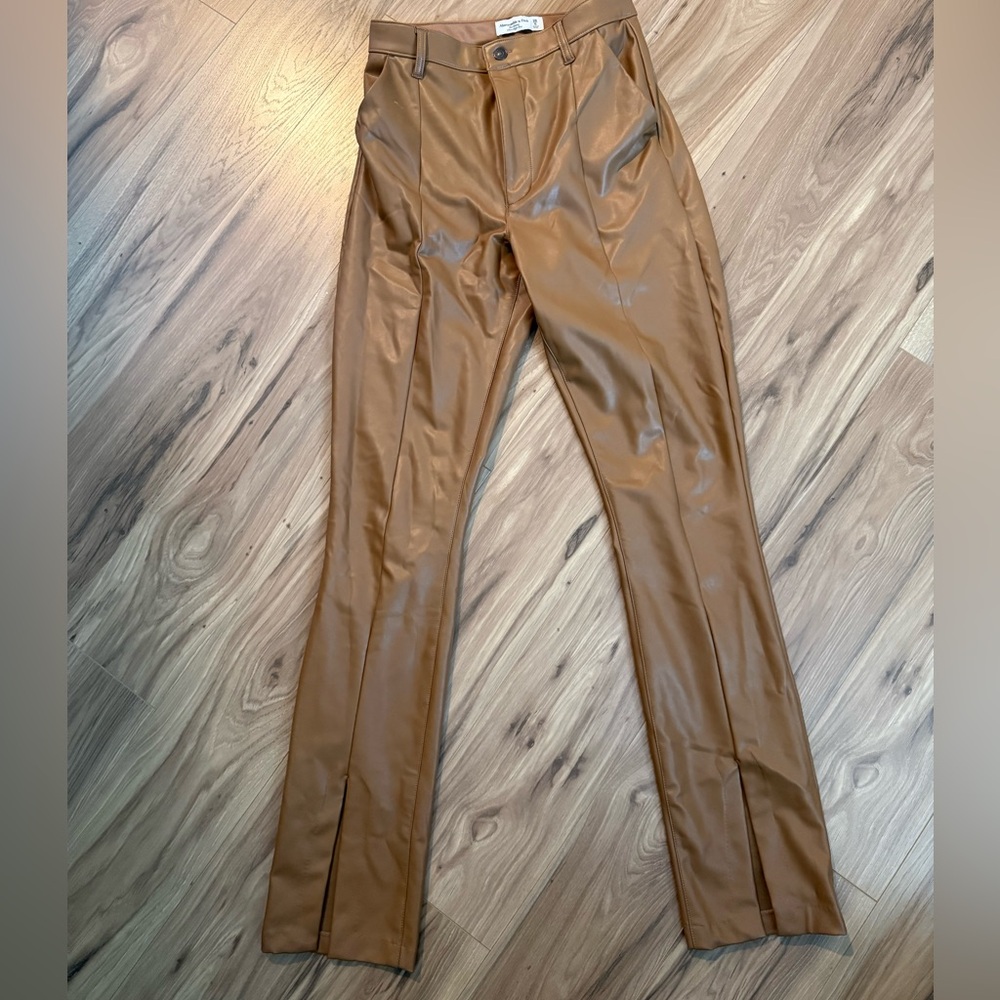Abercrombie & Fitch Camel Faux Leather Pants